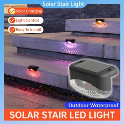 4pcs Solar Led Stairs Light Outdoor Waterproof Lamps Colorful Light