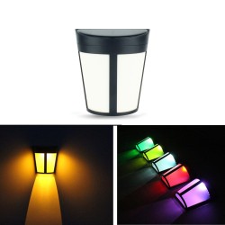 6LEDs Solar-Powered Wall Light Sensor Waterproof Lamps for Yard Garden Warm Light+7Colors Light Warm light + colorful