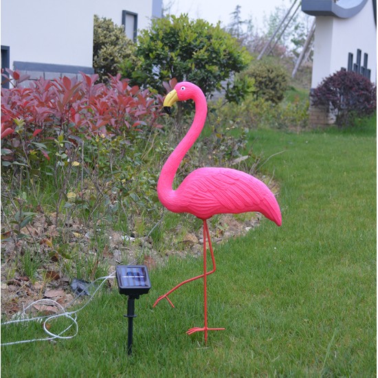 LED Solar Flamingo Stake Light Pathway Decorative Outdoor Lawn Yard Lamp 2 in 1