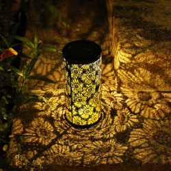 LED Solar Lantern Outdoor Decorative Metal Hanging Lights for Garden Yard Tabletop Patio Lawn  warm light_chrysanthemum