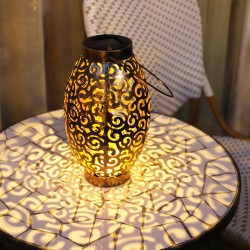 LED Solar Lanterns Outdoor Hanging Decorative Night Light for Table Patio Courtyard Garden  warm light_Oval