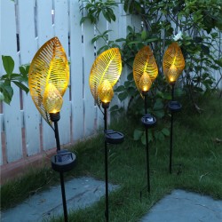 LED Solar Powered Waterproof Light Leaf Shape Outdoor Garden Decor Landscape Lawn Lamp warm light_Solar Leaf