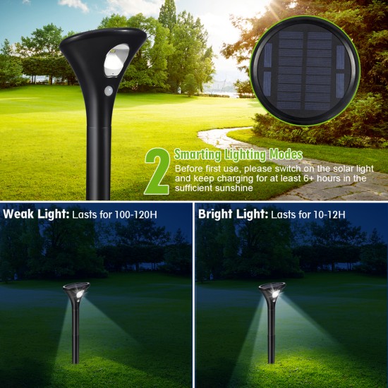 LITAKE 2Pack Solar Garden Ground Lights, 2 Lighting Modes, Solar Lamp with PIR Sensor, IP65 Waterproof LED Solar Sensor Path Lights Set