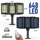 Led Solar Street Light 240/384/648/675led 3 Head Motion Sensor 270 Wide Angle Ip65 Waterproof RC Wall Lamp W785-4