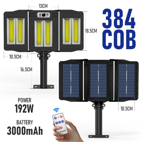 Led Solar Street Light 3 Head Motion Sensor 270 Wide Angle Ip65 Waterproof RC Wall Lamp W786-2