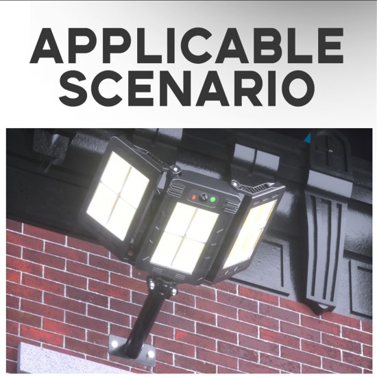 Led Solar Street Light 3 Head Motion Sensor 270 Wide Angle Ip65 Waterproof RC Wall Lamp W786-4