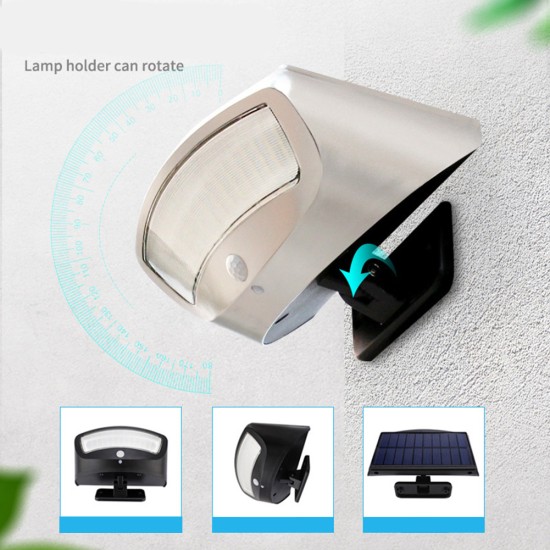 Motion Sensor Light 36LEDs Waterproof Security Light Solar Powered Wall Lamp for Patio Yard warm light_Stainless steel