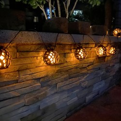 Outdoor Solar String Lights Waterproof with Flickering Flame Hanging Globe Decorative Lights for Garden Backyard