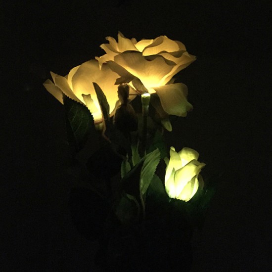 Waterproof Rose Flower Stake Lamp Yellow Light
