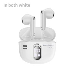 Y18 Retro Bluetooth Headset Digital Display In-ear Stereo Earphones Tws Wireless Noise Reduction Earplugs White