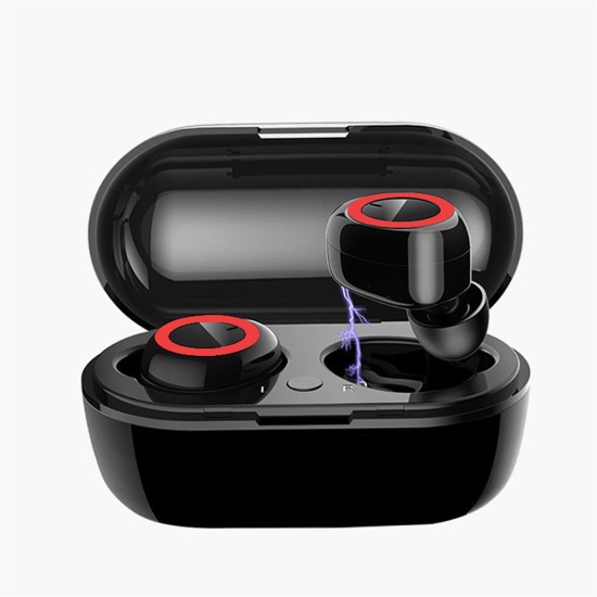 Y50 Tws Bluetooth-compatible Wireless  Headphones Stereo Sports Ergonomic Design Headset Earbuds With Charging Case For Smartphone dark blue
