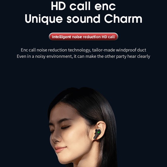 Y68 Tws Bluetooth Wireless Earphone Enc Binaural Low Latency Noice Cancelling Game Headset Black