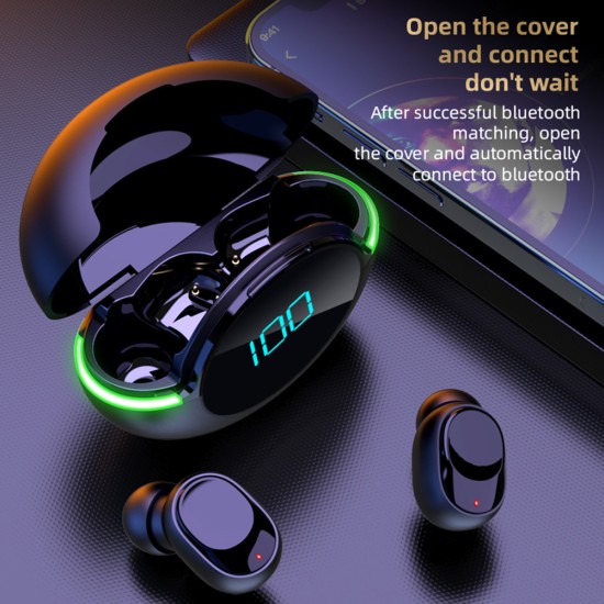 Y80 Bluetooth-compatible Wireless Headset Waterproof Sports Earbuds Tws Gaming Headphones Black
