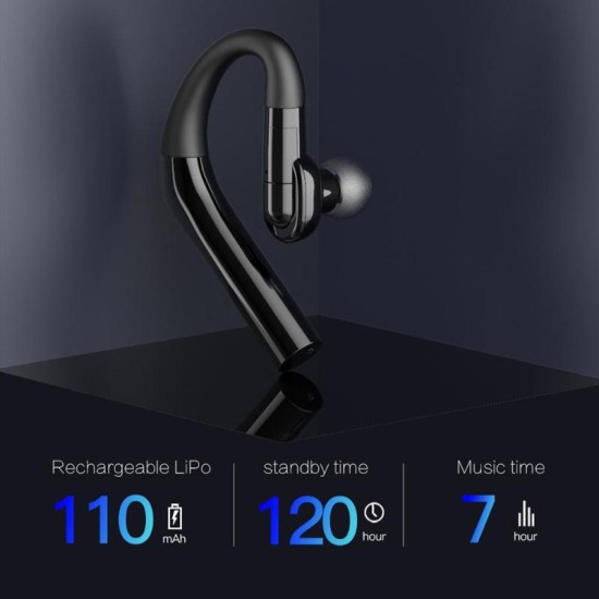 Y9 Wireless Bluetooth Headset 360° Rotatable IP67 Waterproof Earphone Car Driver Earbud black