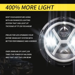 500 W 30000LM 7 inch LED Yellow and White Halo Angel Eye Headlights For Jeep Wrangler Led Beam Headlamp H4/H13 (left and right four eyes) X type Led Headlight