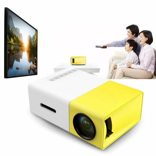 YG300 HD 1080P Led Projector Home Theater Cinema Usb AV SD Mini Portable Black White EU Plug