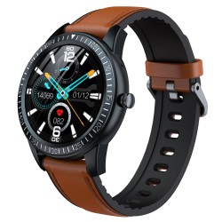 Y92 Smart Watch Heart Rate Blood Pressure Health Monitoring Bluetooth Calling Sports Fitness Smartwatch Brown Leather
