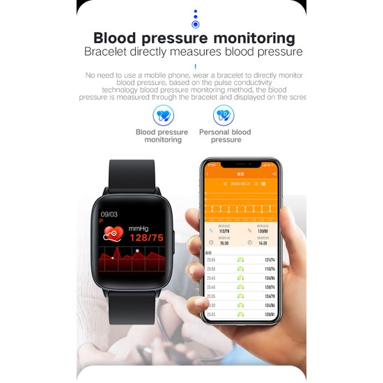 Y93 Smart Watch 1.4-inch Screen Multi-sports Pedometer Message Reminder Watch Blood Pressure Sport Smartwatch Black