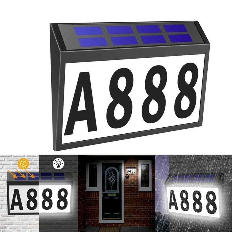 0.2w Solar Door Plaque Ip44 Waterproof Automatical On/off House Address Number Light Set