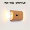 0.4W LED Wall Lamp USB Rechargeable Motion Sensor Magnetic Wood Grain Night Lights Wall Light Fixtures For Bedroom Kitchen Corridor Stairs Lighting Beech wood (sensor 1 piece)