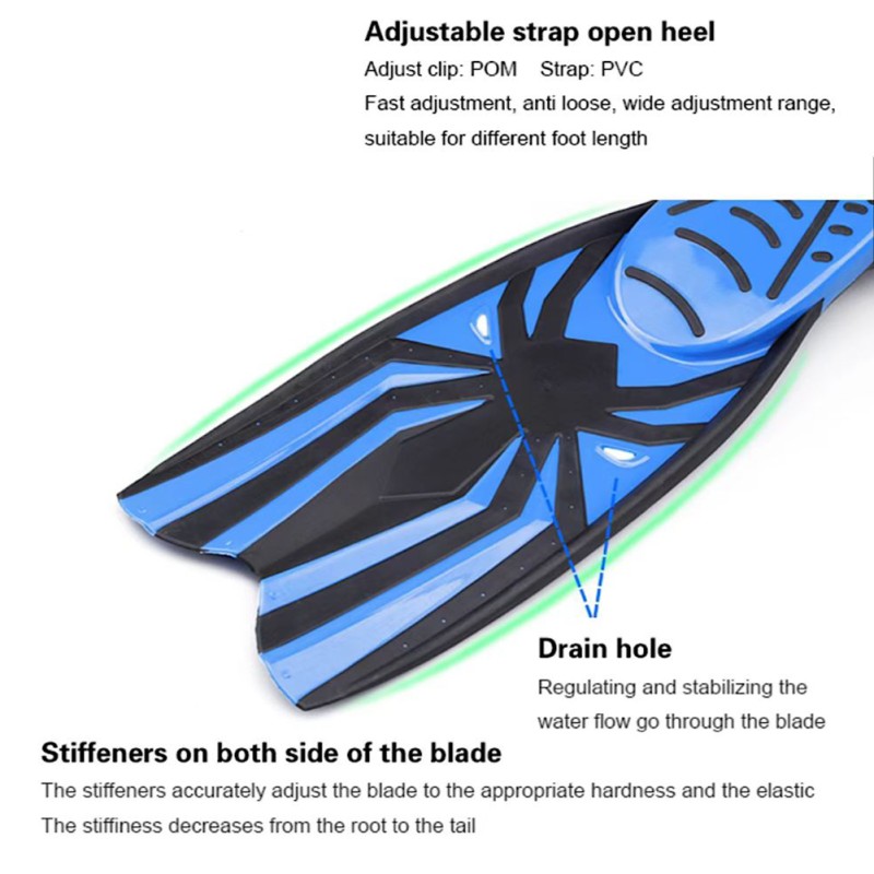 1 Pair Adjustable Swimming Fins Long Flippers Diving Shoes for Snorkeling Diving Swimming Training Blue S 37-40 1 Pair Adjustable Swimming Fins Long Flippers Diving Shoes for Snorkeling Diving Swimming Training Blue S 37-40