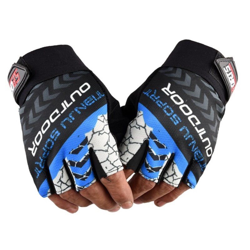 1 Pair Nylon Half Finger Gloves For Men Women Mountain Bike Fishing Fitness Yoga Non-slip Gloves blue 1 Pair Nylon Half Finger Gloves For Men Women Mountain Bike Fishing Fitness Yoga Non-slip Gloves blue