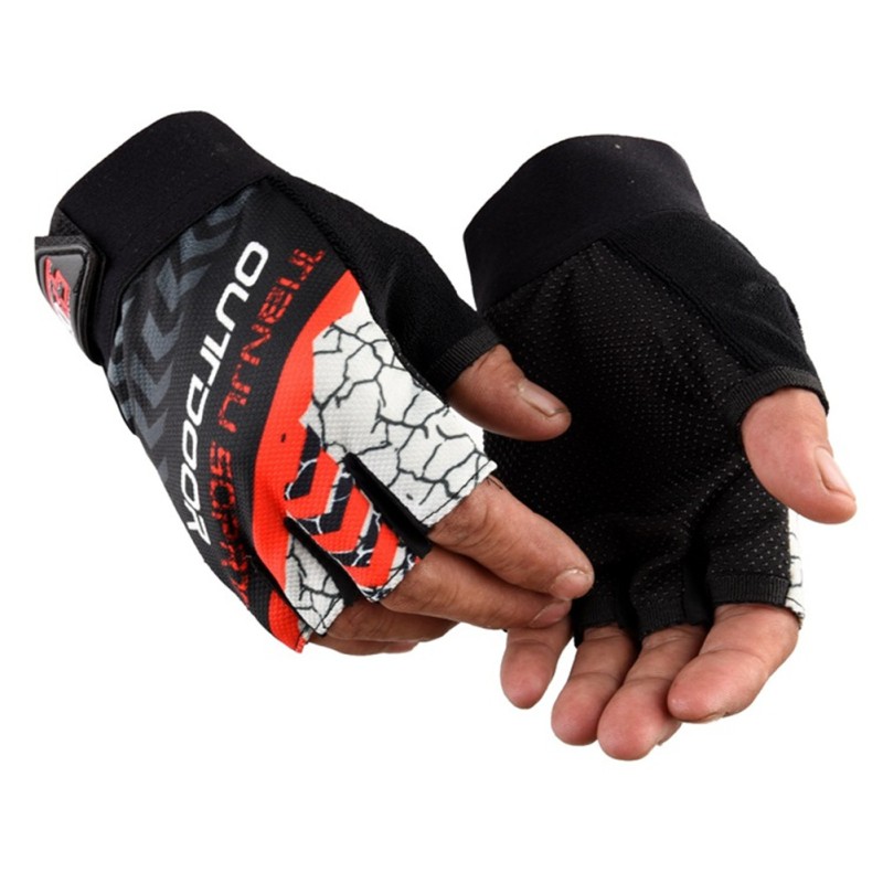 1 Pair Nylon Half Finger Gloves For Men Women Mountain Bike Fishing Fitness Yoga Non-slip Gloves rose red 1 Pair Nylon Half Finger Gloves For Men Women Mountain Bike Fishing Fitness Yoga Non-slip Gloves rose red