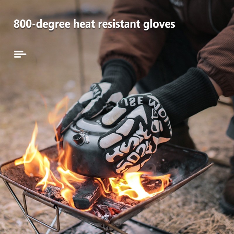 1 Pair Outdoor Finger Gloves 800-degree High Temperature Resistant Thickened Anti-scald Flame Retardant Gloves 1 pair 1 Pair Outdoor Finger Gloves 800-degree High Temperature Resistant Thickened Anti-scald Flame Retardant Gloves 1 pair