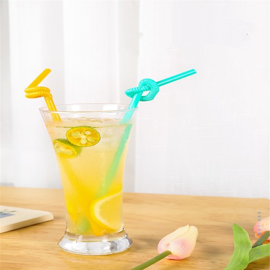 100pcs/set Flexible Bendy Disposable Plastic Drinking  Straws For Bar Party Color mix_Pack of 100