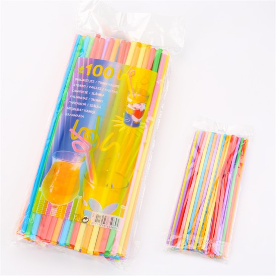 100pcs/set Flexible Bendy Disposable Plastic Drinking  Straws For Bar Party Color mix_Pack of 100