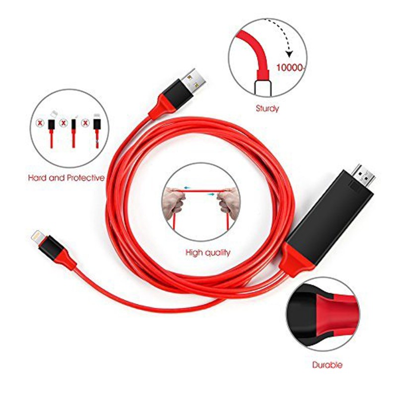 1080P 8-pin to HDMI Cable 8-pin Digital AV to HDMI Adapter for iPhone,iPad,iPod red 1080P 8-pin to HDMI Cable 8-pin Digital AV to HDMI Adapter for iPhone,iPad,iPod red