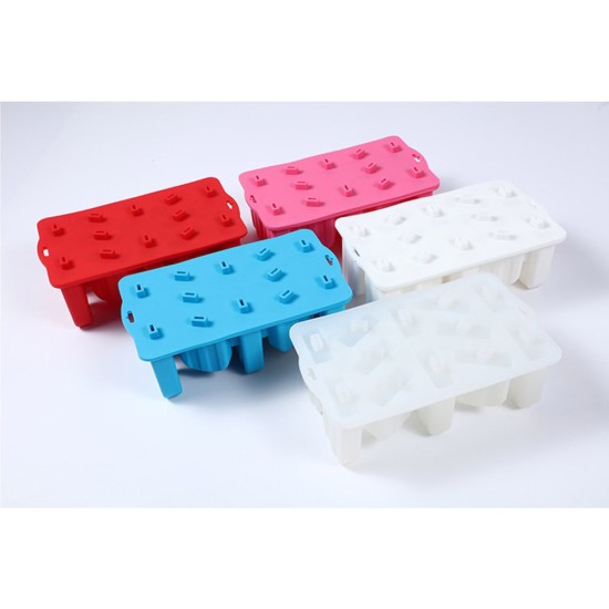 12 Holes Ice Cream Mold Silicone Homemade Popsicle DIY Ice-sucker Mould for Kids Adults Transparent white