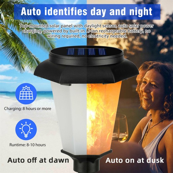 12 Led Outdoor Solar Flame Light Ip65 Waterproof Dancing Flashlight