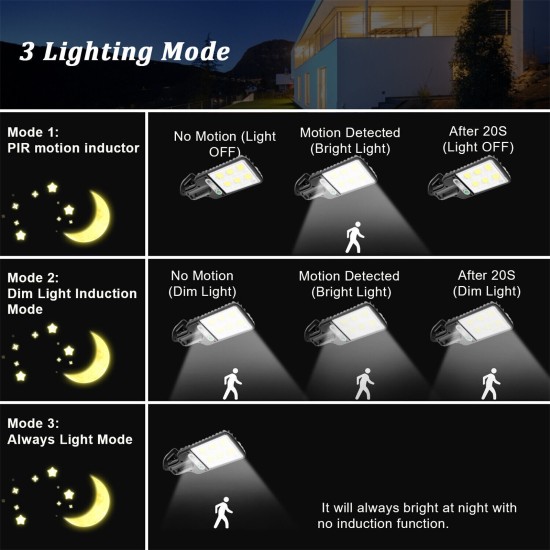 1200w Led Solar Flood Light 3 Modes Ip65 Waterproof Outdoor Pir Motion Sensor Garden Lamp with RC