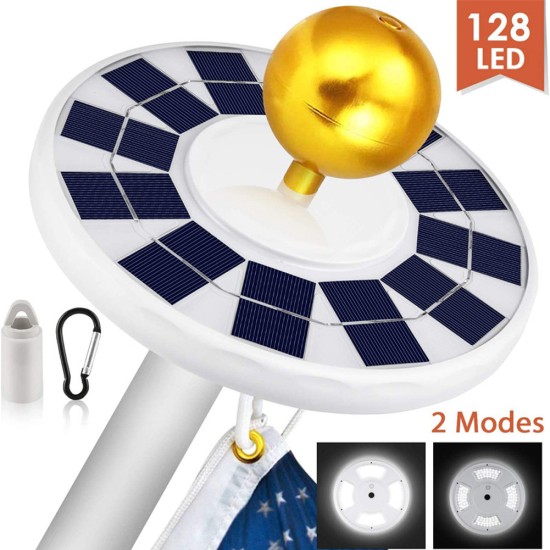 128led Solar Flagpole Light Built-in 2600mah Battery Energy Saving High Brightness Outdoor Flag Pole Lamp