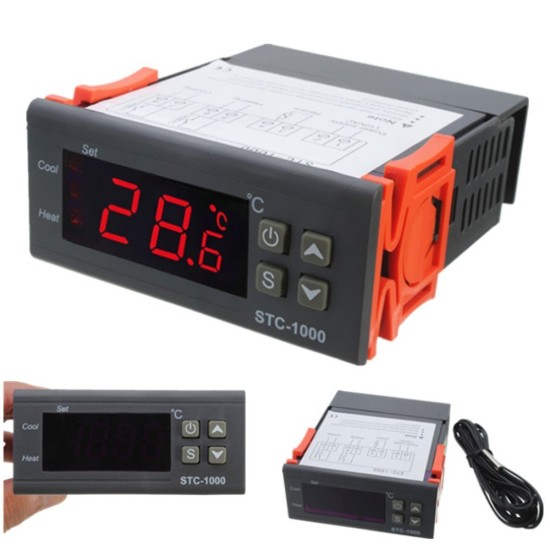 12V/24V/110V/220V STC-1000 Digital Temperature Controller Thermostat NTC K Gray Orange 220V