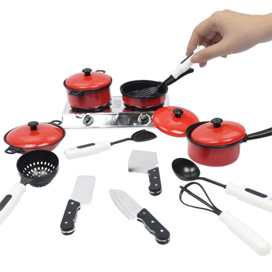 13pcs/set Children Play House Game Props Simulation Kitchen Utensils Children's Educational Toys Cooking Toys Kitchen Toys red