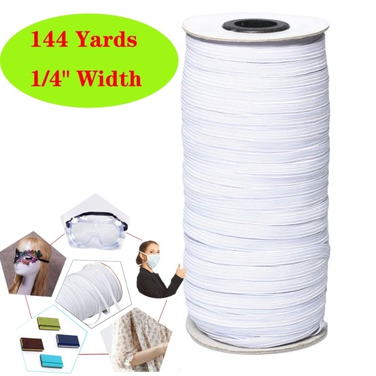 144Yards 6mm Braided Elastic Cord High Strength Band Elastic Rope Stretch Knit Elastic Spool