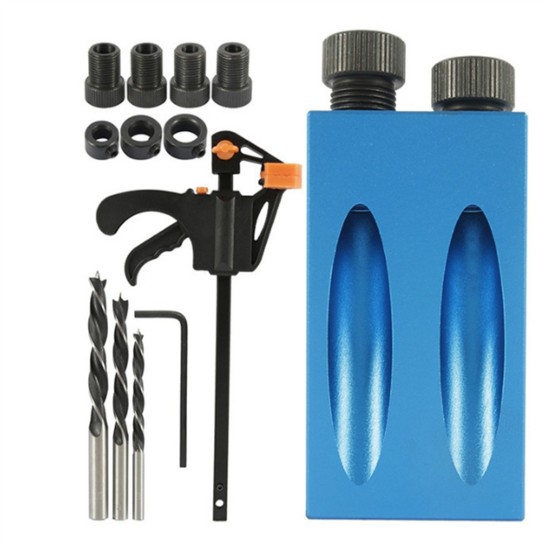 15-Degree Woodworking Oblique Hole Locator Drill Bits Pocket Hole Fixture Kit