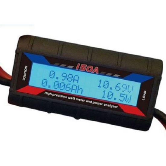 150 AMP Watt Meter with Special Heavy WI Wire Wind Generator Solar DC Online(Black) black