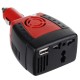 150W Car Power Inverter DC 12V To AC 110V USB 5V Auto Charger Adapter For Laptop Black