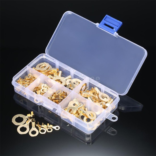 150pcs Ring Terminal Kit Ring Lugs Eyes Copper Crimp Terminals Cable Lug Wire Connector M3-m10