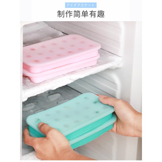 18 Grids Ice Cream Mold Silica Gel Ice Box Kitchen Bar Homemade Ice Hockey Ball Moulds 17mm waterdrop pink + dropper