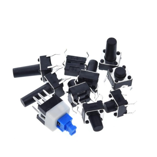 180pcs Tactile Push Button Switch Set 6x6x4.3-14 10 Values Touch-sensitive Diy Tact Buttons Assortment Kit