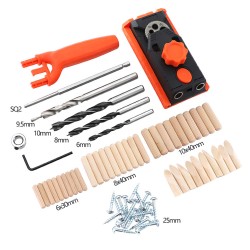 2-in-1 Woodworking Punch Locator Kit Wit Log Tenon Twist-drill Step Drill Square Bit Woodworking Tools