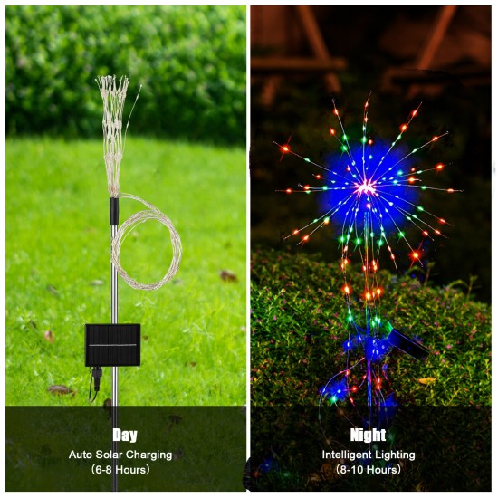 200 Led Solar Firework Lights 8 Modes IP65 Colorful Waterproof Outdoor