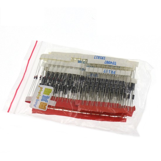 200 pcs 14 Kinds Diodes Assorted Kit 1n5404 1n4007 Rl207 1n5408 1n4004 1n4001 1n5406 1n5408 Uf4007 Fr107 Fr207