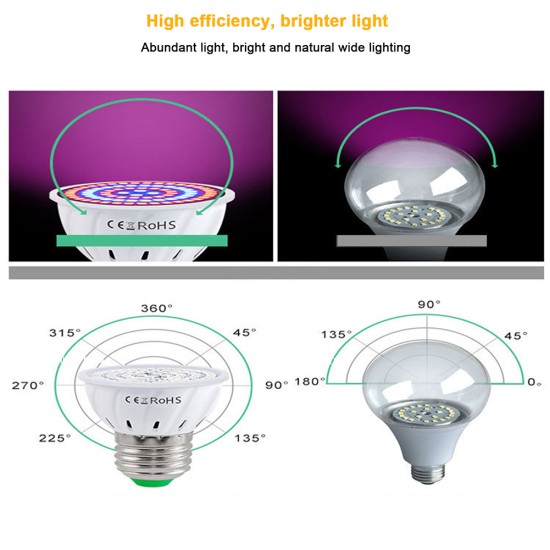 220V Led Plant Grow Lights Cup E27 Indoor Fill Light Cup for Indoor Plants Veg Flower E27-48 Beads