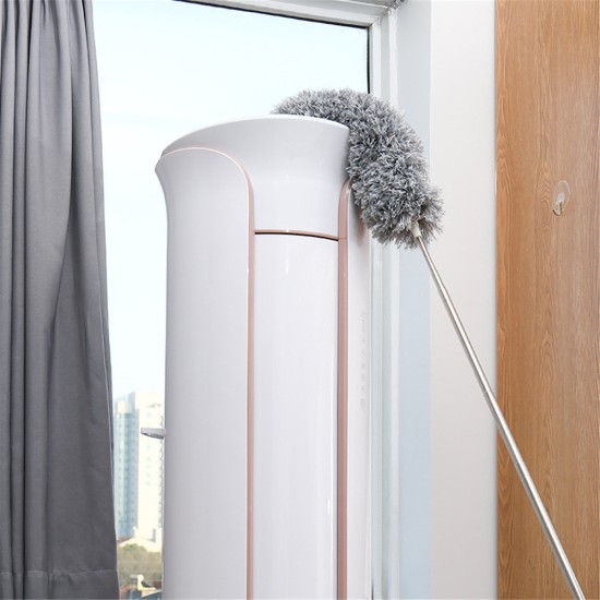 2.5m Microfiber Telescopic  Brush Household Dust Cleaning Tool Ceiling Duster 1.3m, gray and white gypsophila, packed in kraft carton