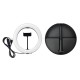 26cm Dimmable LED Ring Light With Round Base Bracket Selfie Phone Clip Flashes black